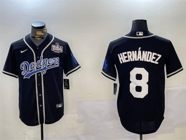 Los Angeles Dodgers #8 Enrique Hernandez Black 2024 World Series Cool Base Stitched Jersey