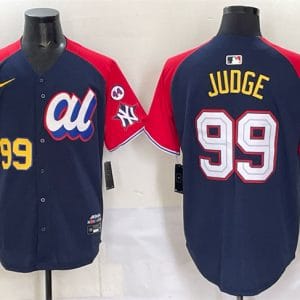 American League #99 Aaron Judge Navy Red Alternate 2025 All-Star With Patch Edition Limited Stitched Jersey