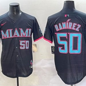 Miami Marlins #50 Agust¨ªn Ram¨ªrez Black 2025 City Connect Limited Stitched Jersey