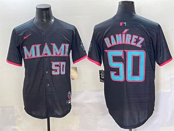 Miami Marlins #50 Agust¨ªn Ram¨ªrez Black 2025 City Connect Limited Stitched Jersey