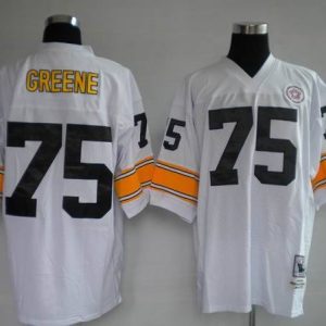 Mitchell Ness Steelers #75 Joe Greene White Stitched Throwback Jersey