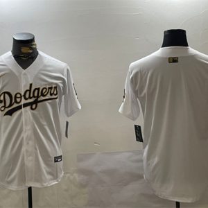 Los Angeles Dodgers Blank White Gold Home Limited Stitched Jersey