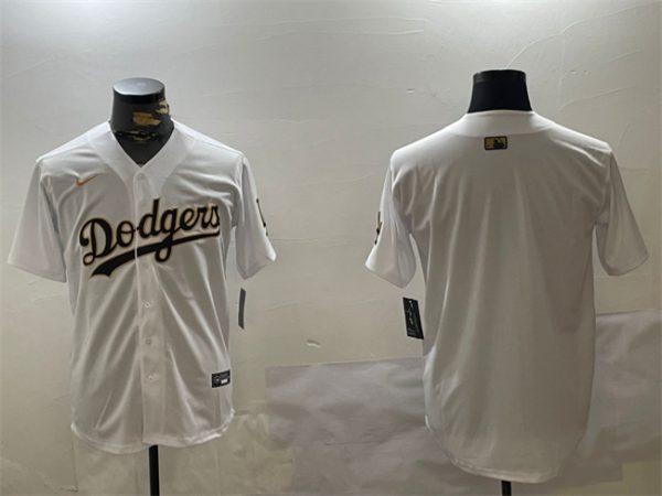 Los Angeles Dodgers Blank White Gold Home Limited Stitched Jersey
