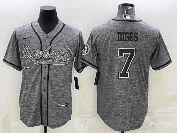 Dallas Cowboys #7 Trevon Diggs Grey With Patch Cool Base Stitched Baseball Jersey