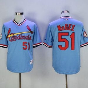 Cardinals #51 Willie McGee Blue Cooperstown Throwback Stitched Jersey