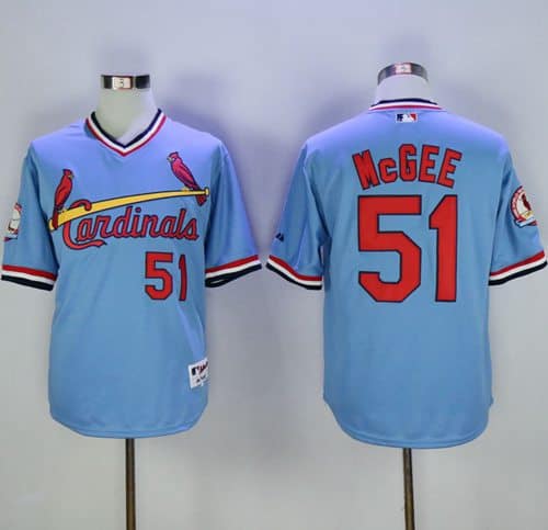 Cardinals #51 Willie McGee Blue Cooperstown Throwback Stitched Jersey