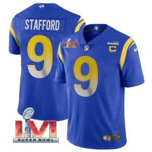 Los Angeles Rams #9 Matthew Stafford 2022 Royal With C Patch Super Bowl LVI Vapor Limited Jersey