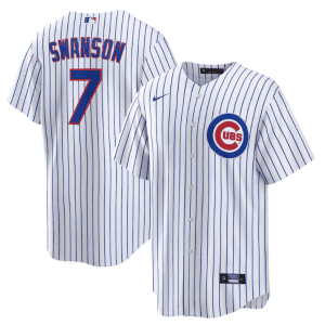 Chicago Cubs #7 Dansby Swanson White Cool Base Stitched Jersey