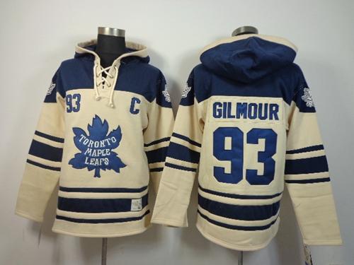 Maple Leafs #93 Doug Gilmour Cream Sawyer Hooded Sweatshirt Stitched Jersey
