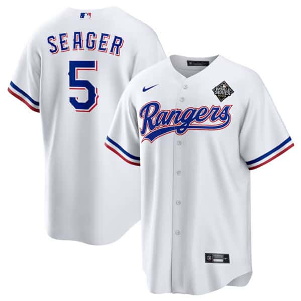 Texas Rangers #5 Corey Seager White 2023 World Series Stitched Jersey