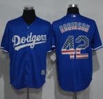 Dodgers #42 Jackie Robinson Blue USA Flag Fashion Stitched Jersey