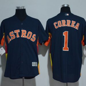 Houston Astros #1 Carlos Correa Majestic Navy Alternate Cool Base Stitched Jersey
