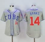 Cubs #14 Ernie Banks Grey Flexbase Authentic Collection Alternate Road Stitched Jersey