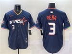Houston Astros #3 Jeremy Pena Navy 2025 City Connect With Texas Patch Limited Stitched Jersey
