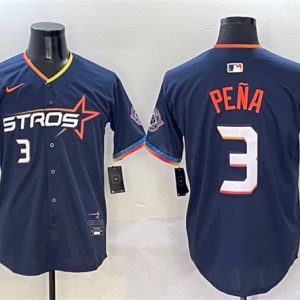 Houston Astros #3 Jeremy Pena Navy 2025 City Connect With Texas Patch Limited Stitched Jersey