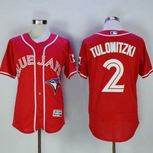 Blue Jays #2 Troy Tulowitzki Red Flexbase Authentic Collection Canada Day Stitched Jersey