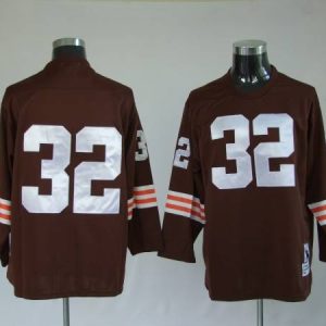 Mitchell Ness Browns #32 Jim Brown Brown Stitched Throwback Jersey