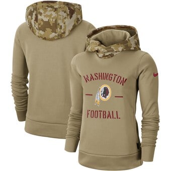 Washington Redskins Khaki 2019 Salute To Service Therma Pullover Hoodie(Run Small)