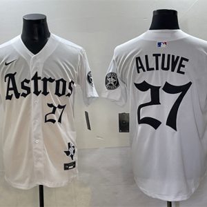 Houston Astros #27 Jose Altuve White Gothic 'Houston Born Barrio Raised' Limited Stitched Jersey