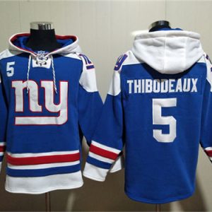 New York Giants #5 Kayvon Thibodeaux Blue Lace-Up Pullover Hoodie