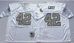 Mitchell And Ness Raiders #42 Ronnie Lott White Silver No. Throwback Stitched Jersey