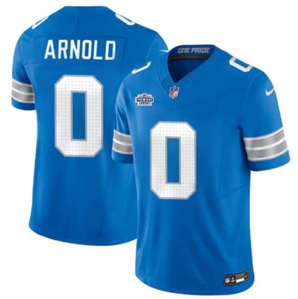 Detroit Lions #0 Terrion Arnold New Blue 2024 With Dradt Patch F.U.S.E. Vapor Limited Stitched Jersey