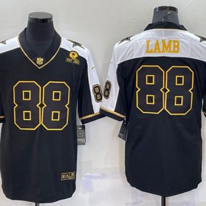 Dallas Cowboys #88 CeeDee Lamb Black Gold Thanksgiving With Patch Stitched Jersey