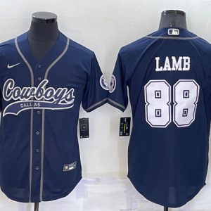 Dallas Cowboys #88 CeeDee Lamb Navy Cool Base Stitched Baseball Jersey