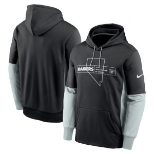 Las Vegas Raiders Black Color Block Fleece Performance Pullover Hoodie