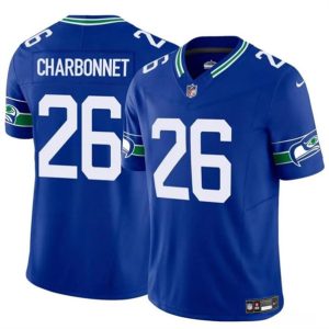 Seattle Seahawks #26 Zach Charbonnet Royal 2024 F.U.S.E. Throwback Vapor Limited Stitched Jersey