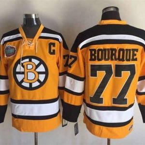 Bruins #77 Ray Bourque Yellow Winter Classic CCM Throwback Stitched Jersey