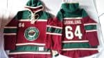Wild #64 Mikael Granlund Red Sawyer Hooded Sweatshirt Stitched Jersey