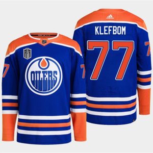 Edmonton Oilers #77 Oscar Klefbom Royal 2024 Stanley Cup Final Patch Stitched Jersey