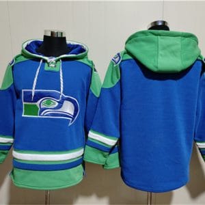 Seattle Seahawks Blank Royal Ageless Must-Have Lace-Up Pullover Hoodie