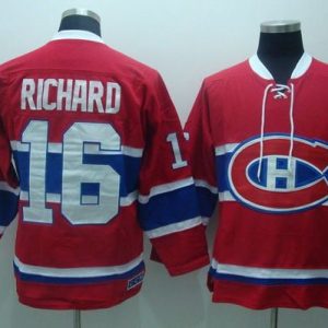 Canadiens #16 Henri Richard Stitched Red CH CCM Throwback Jersey
