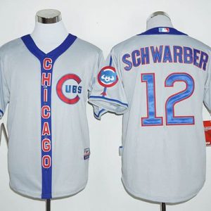 Cubs #12 Kyle Schwarber Grey Cooperstown Stitched Jersey