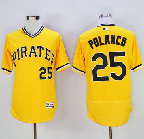 Pirates #25 Gregory Polanco Gold Flexbase Authentic Collection Cooperstown Stitched Jersey