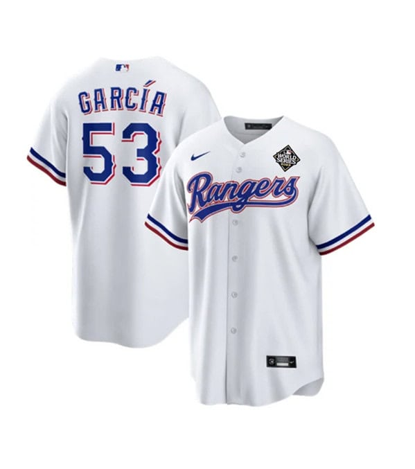 Texas Rangers #53 Adolis Garc¨ªa White 2023 World Series Stitched Jersey