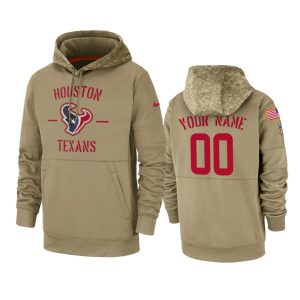 Houston Texans Customized Tan 2019 Salute To Service Sideline Therma Pullover Hoodie