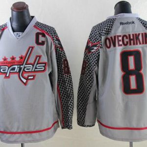 Capitals #8 Alex Ovechkin Charcoal Cross Check Fashion Stitched Jersey