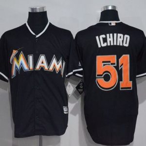 Marlins #51 Ichiro Suzuki Black New Cool Base Stitched Jersey