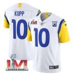Los Angeles Rams #10 Cooper Kupp 2022 White With C Patch Super Bowl LVI Vapor Limited Jersey