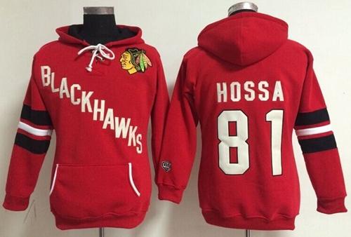 Chicago Blackhawks #81 Marian Hossa Red Old Time Heidi NHL Hoodie