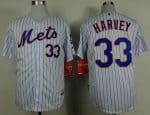 Mets #33 Matt Harvey White(Blue Strip) Home Cool Base Stitched Jersey