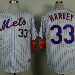 Mets #33 Matt Harvey White(Blue Strip) Home Cool Base Stitched Jersey
