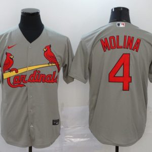 St. Louis Cardinals #4 Yadier Molina Grey Cool Base Stitched Jersey