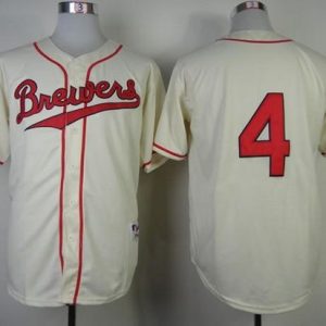 Brewers #4 Paul Molitor Cream 1948 Turn Back The Clock Stitched Jersey