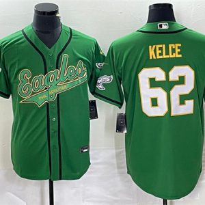 Philadelphia Eagles #62 Jason Kelce Green Gold Cool Base Stitched Jersey