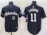 Milwaukee Brewers #11 Jackson Chourio Black 'Gothic 414 Shadows Edition' Vapor Premier Limited Stitched Jersey