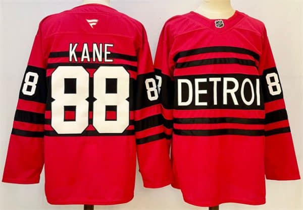 Detroit Red Wings #88 Patrick Kane Red 2024-25 Reverse Retro Stitched Jersey